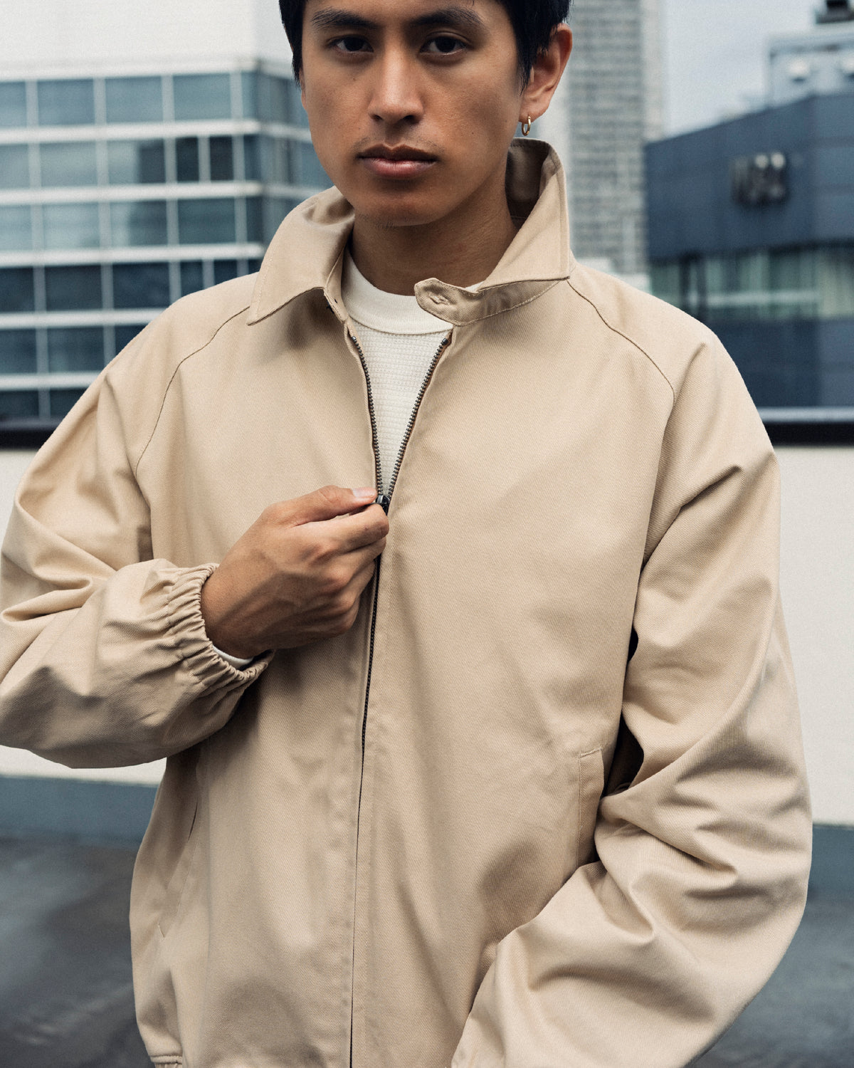 Cotton Houndstooth Drizzler Jacket